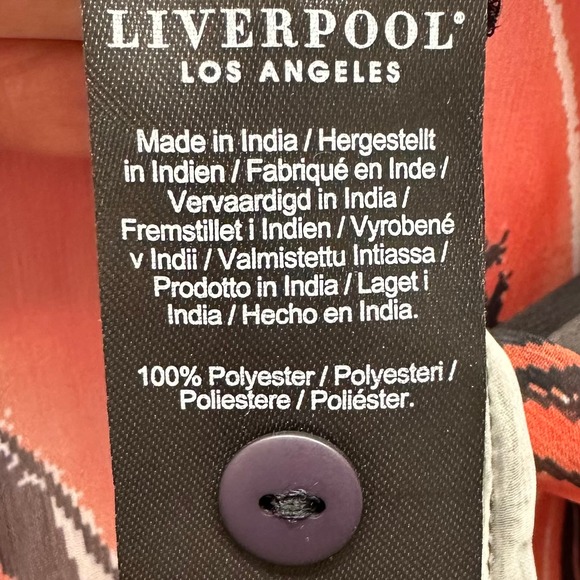 V559, NWT! Liverpool Los Angeles Women’s Sz M Multi-color Button Up Hi-Lo Length - Picture 15 of 16